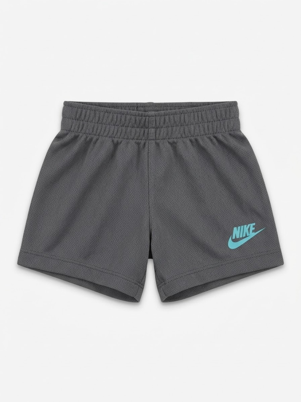 12m baby/toddler Nike Charcoal Shorts with Teal Swoosh